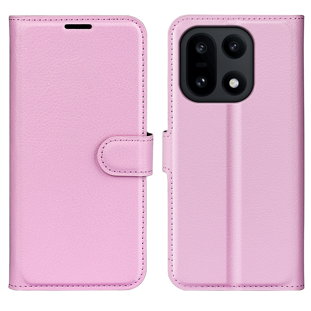  OnePlus 15 Fodral Litchi Läder Ljus Rosa