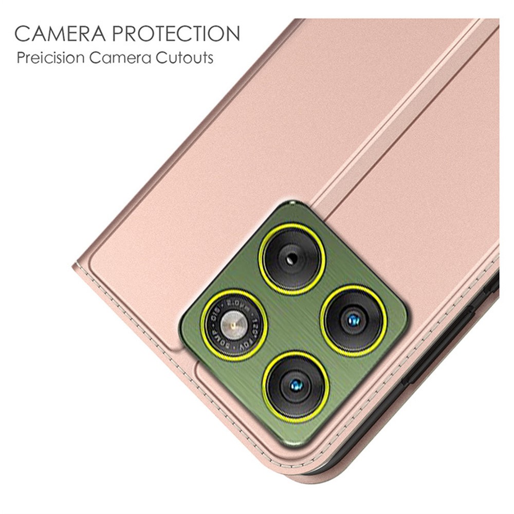  Motorola Edge 70 Fodral Flip Läder Roséguld