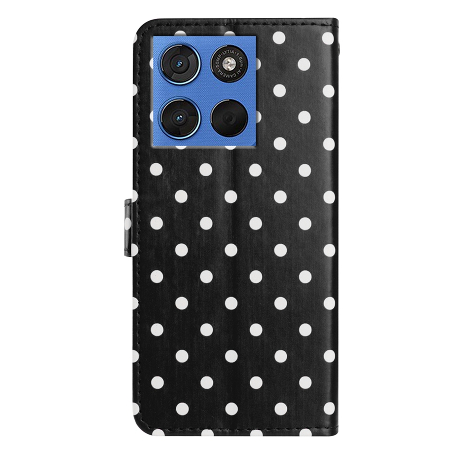  Motorola Edge 70 Fodral Polka Dot Läder Svart / Vit