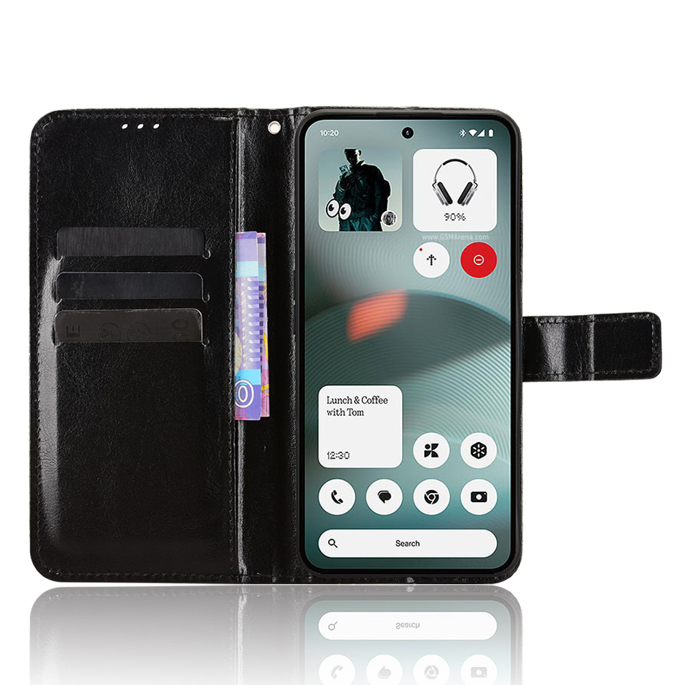  Nothing Phone 3a Lite Fodral Crazy Horse Läder Svart