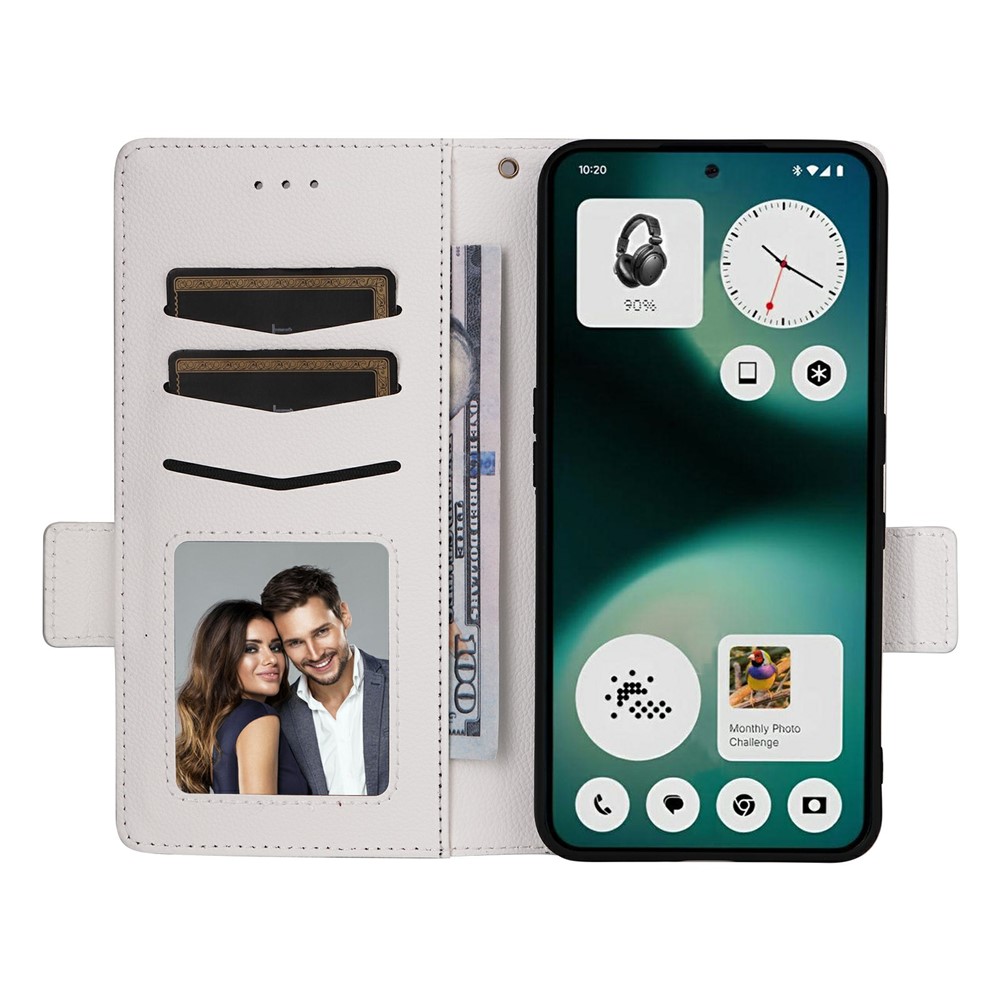  Nothing Phone 3a Lite Fodral Litchi Läder Vit