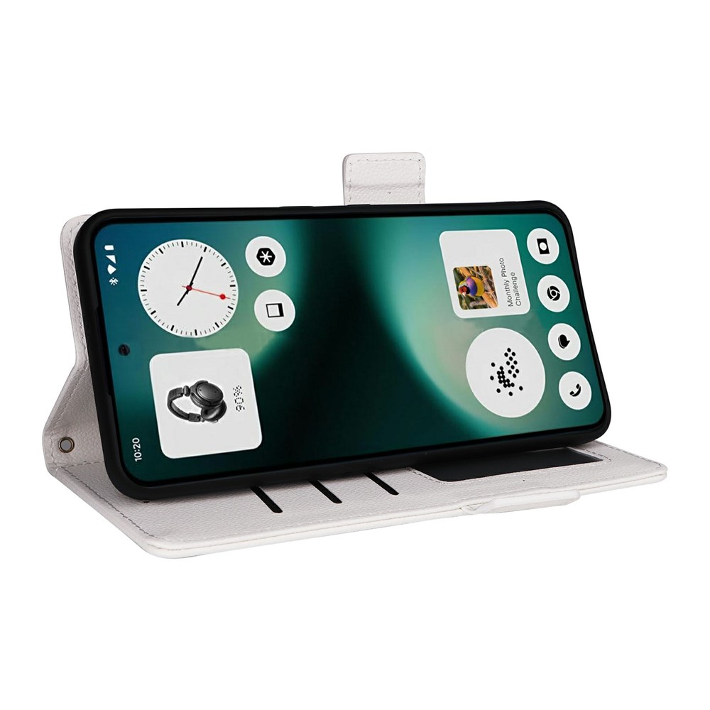  Nothing Phone 3a Lite Fodral Litchi Läder Vit