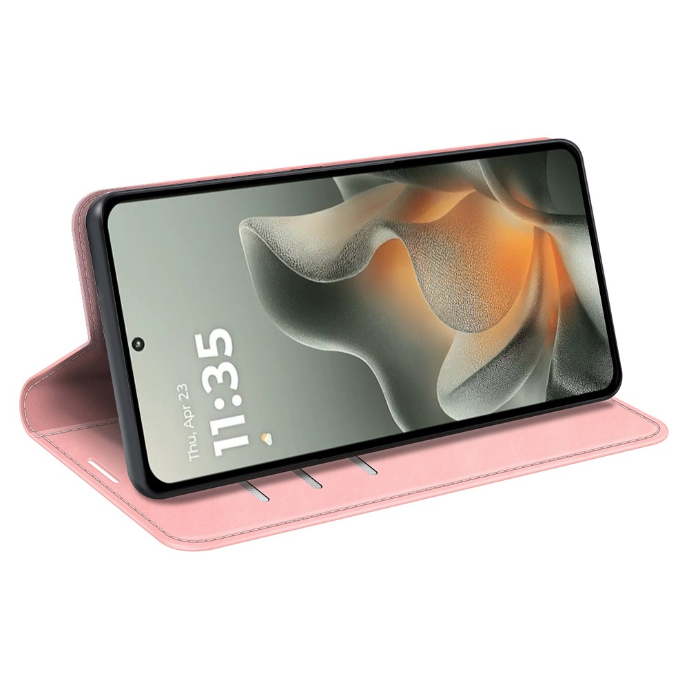  Motorola Edge 70 Fodral Flip Skin Touch Läder Rosa