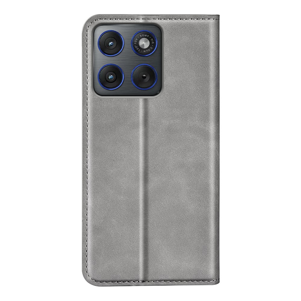  Motorola Edge 70 Fodral Flip Skin Touch Läder Grå