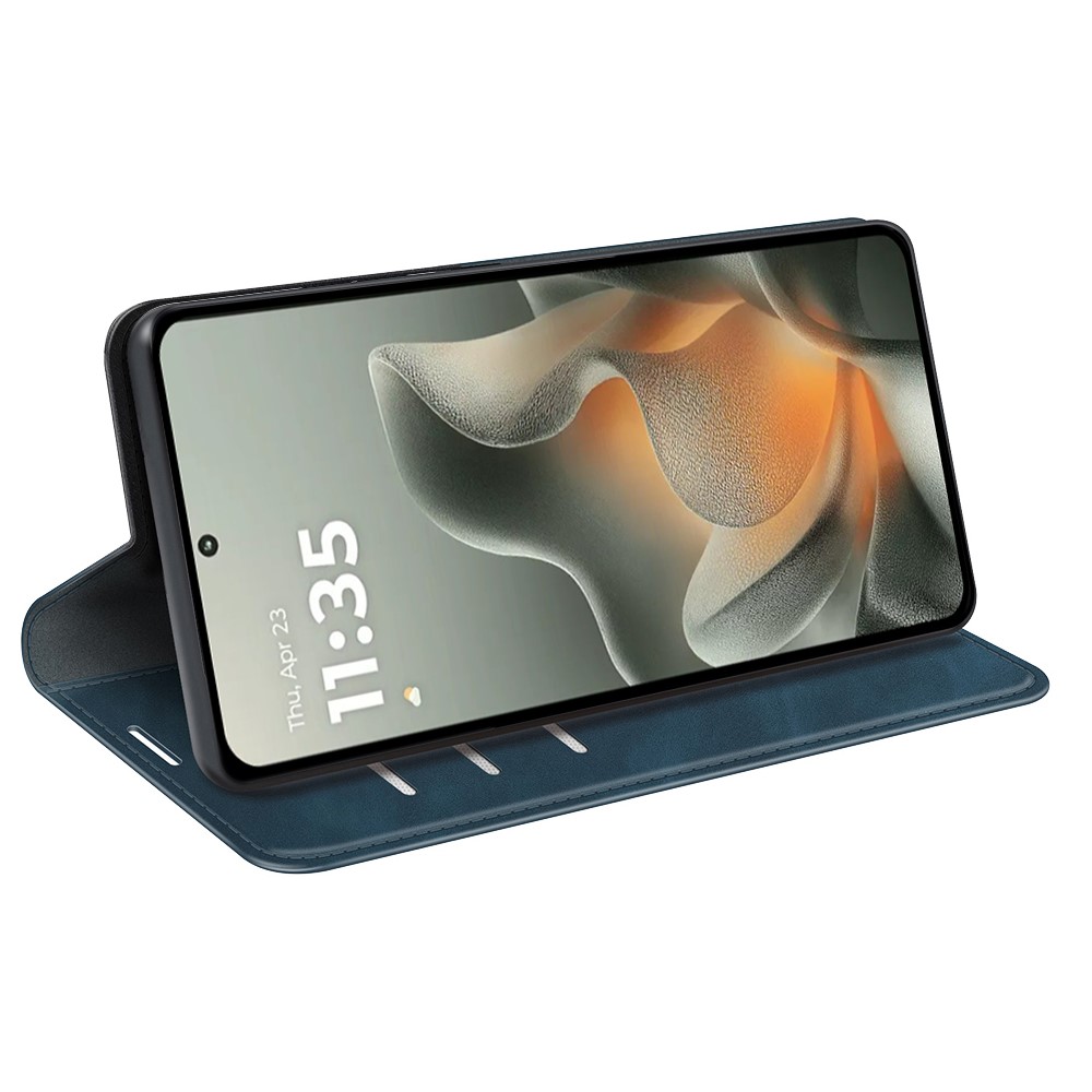  Motorola Edge 70 Fodral Flip Skin Touch Läder Blå