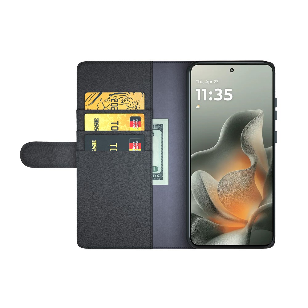  Motorola Edge 70 Fodral Premium Äkta Läder Svart