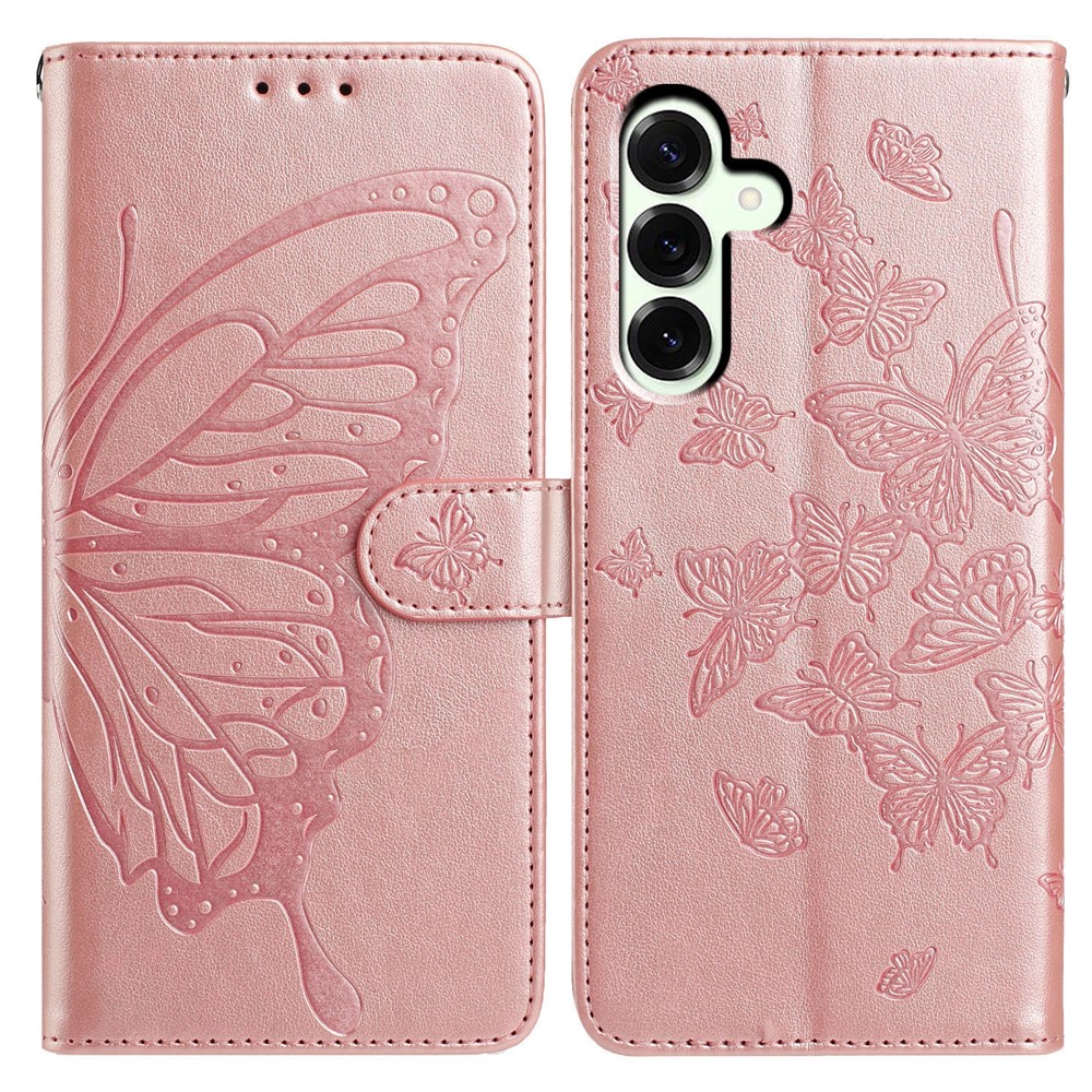 Samsung Galaxy A57 5G Fodral Med Fjäril Tryck Roséguld
