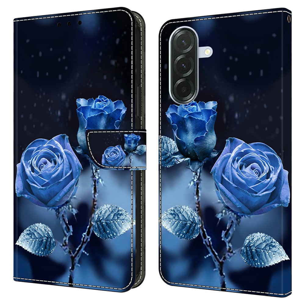  Samsung Galaxy A37 5G Fodral Läder Blå Rosor
