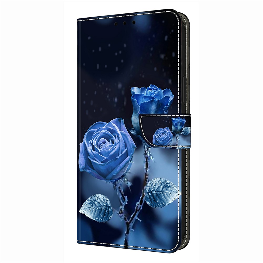  Samsung Galaxy A37 5G Fodral Läder Blå Rosor