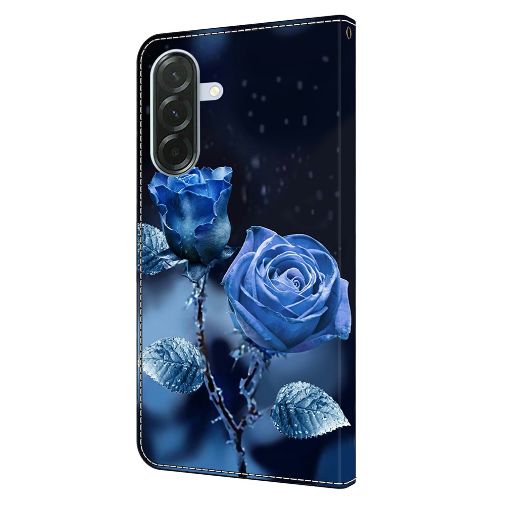  Samsung Galaxy A37 5G Fodral Läder Blå Rosor