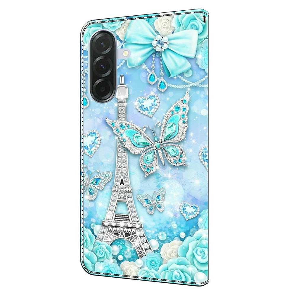  Samsung Galaxy A37 5G Fodral Läder Eiffeltornet / Fjäril