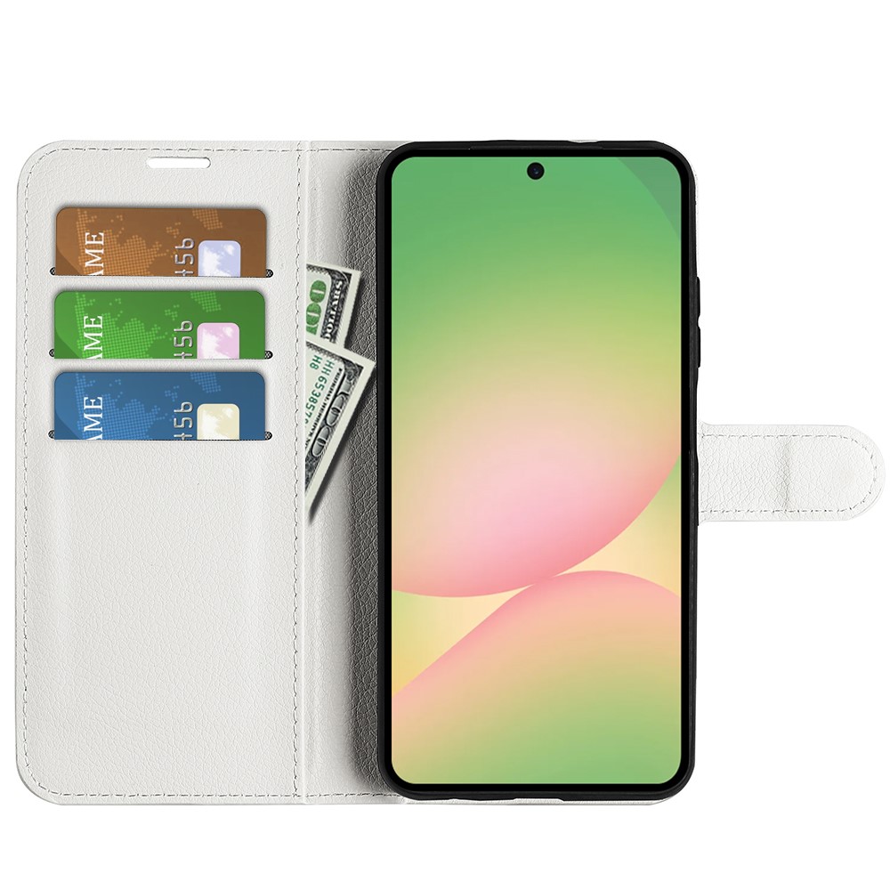  Samsung Galaxy A57 5G Fodral Litchi Läder Vit