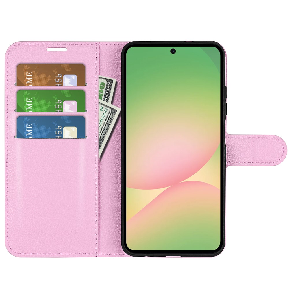  Samsung Galaxy A57 5G Fodral Litchi Läder Ljus Rosa