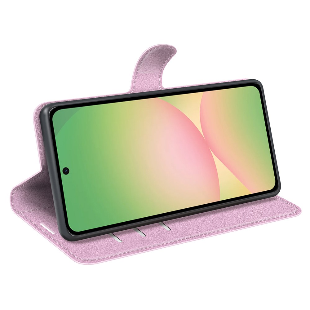  Samsung Galaxy A57 5G Fodral Litchi Läder Ljus Rosa