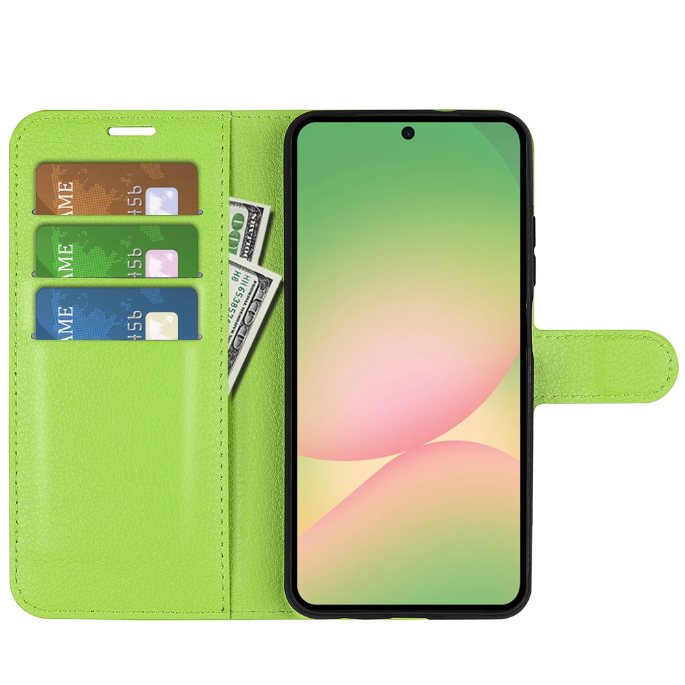  Samsung Galaxy A57 5G Fodral Litchi Läder Grön