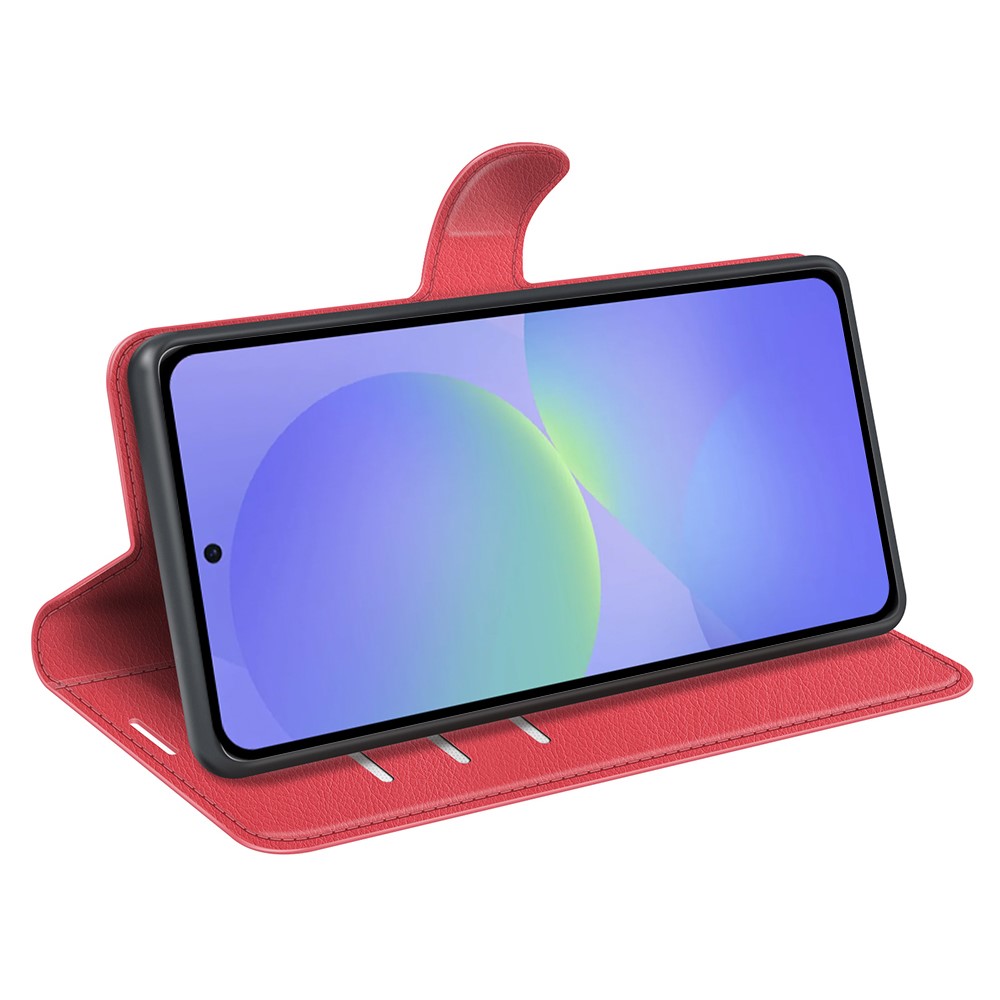  Samsung Galaxy A37 5G Fodral Litchi Läder Röd
