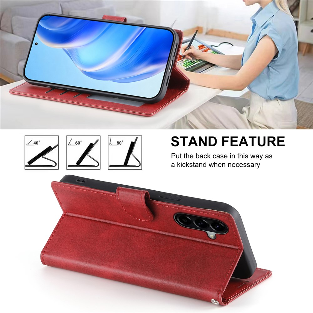  Samsung Galaxy A37 5G Fodral Läder Röd