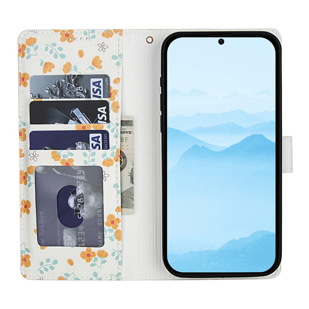  Samsung Galaxy A37/A36/A56 Fodral Rhombus Läder Blommor Vit