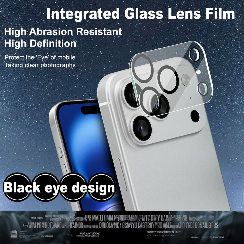 IMAK IMAK iPhone 17 Pro Linsskydd Black Rings Härdat Glas