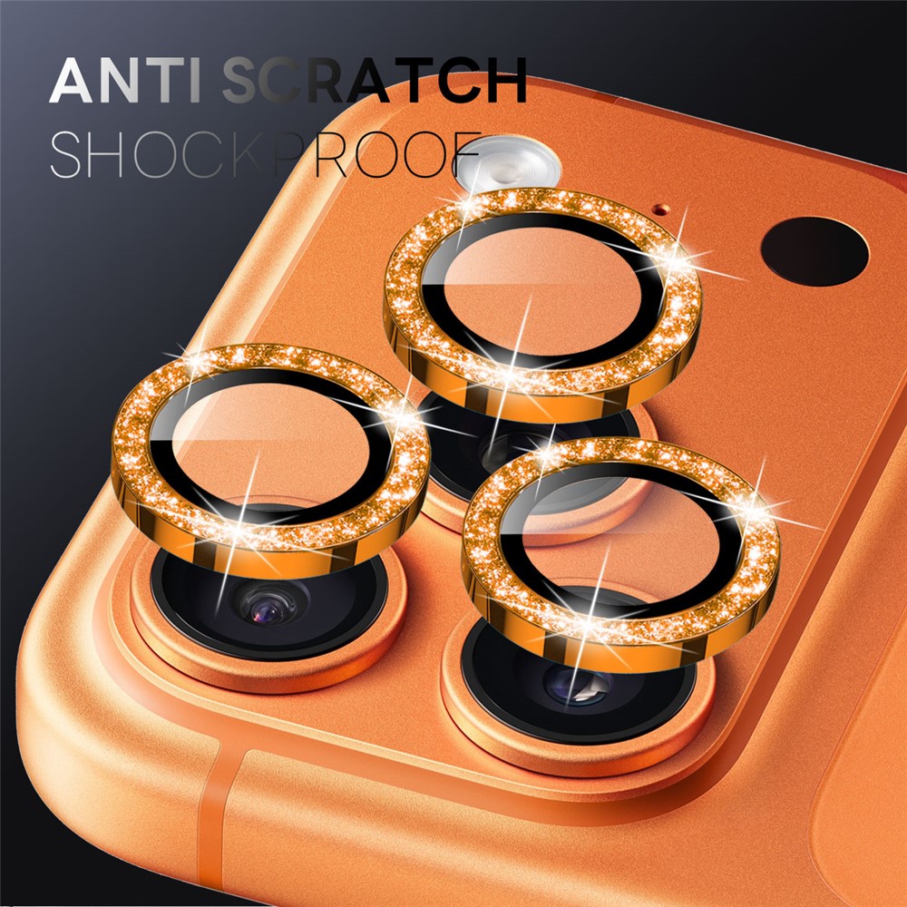 NORTHJO NORTHJO iPhone 17 Pro/17 Pro Max Linsskydd Glitter Orange