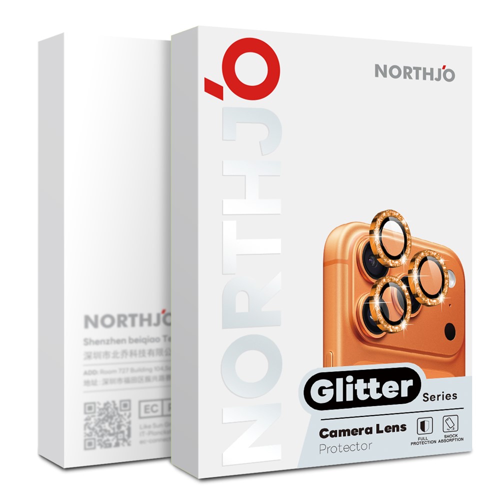 NORTHJO NORTHJO iPhone 17 Pro/17 Pro Max Linsskydd Glitter Blå