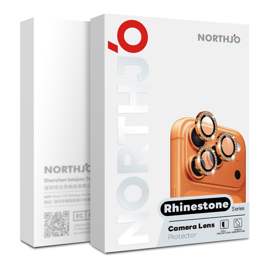 NORTHJO NORTHJO iPhone 17 Pro/17 Pro Max Linsskydd Strass Silver