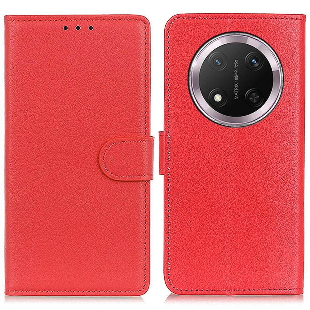  Honor Magic7 Lite Fodral Litchi Läder Röd