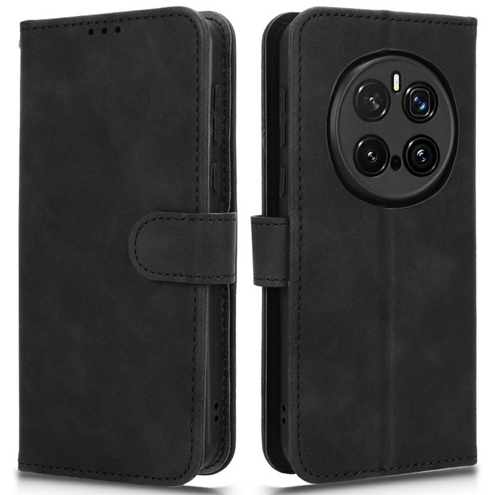  Honor Magic7 Pro Fodral Läder Skin Feel Svart