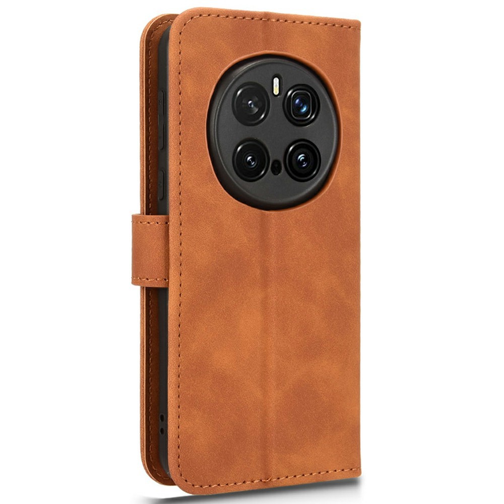  Honor Magic7 Pro Fodral Läder Skin Feel Brun