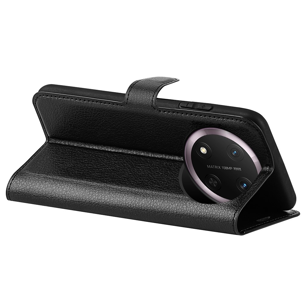  Honor Magic7 Lite Fodral Litchi Läder Svart
