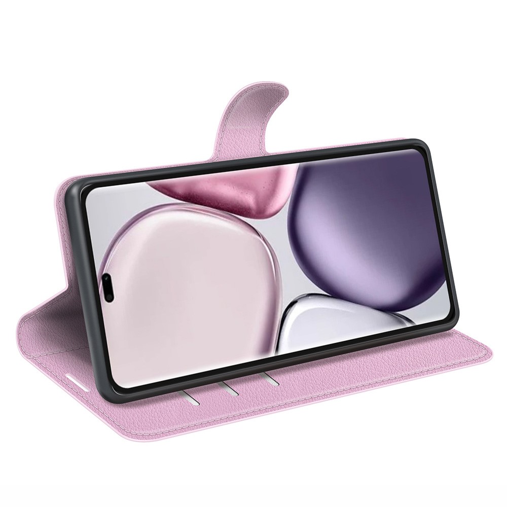  Honor Magic7 Lite Fodral Litchi Läder Ljus Rosa