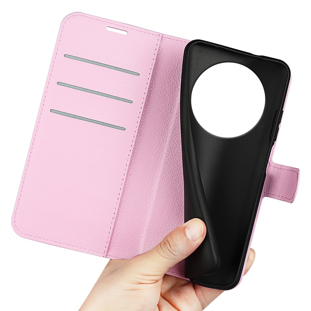  Honor Magic7 Lite Fodral Litchi Läder Ljus Rosa