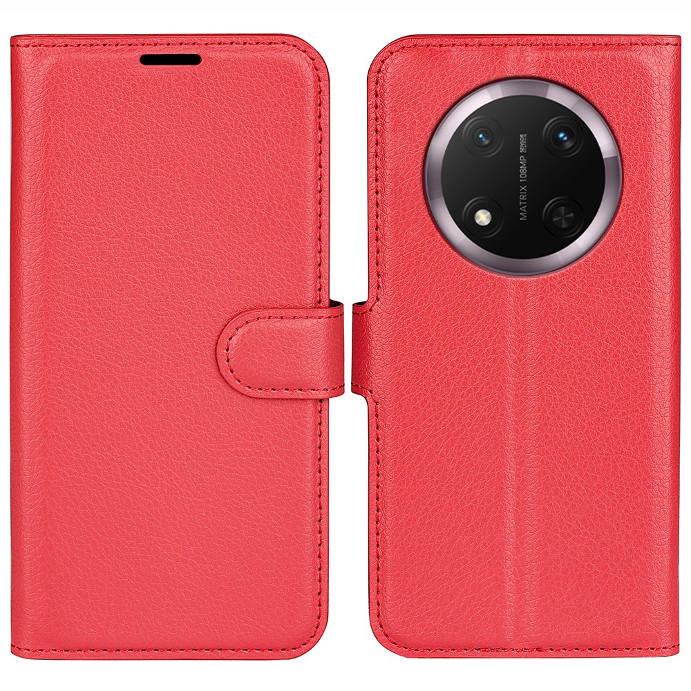  Honor Magic7 Lite Fodral Litchi Läder Röd