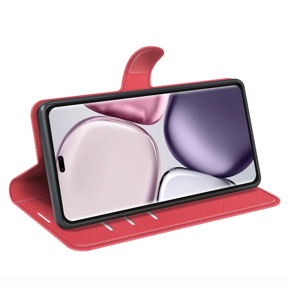  Honor Magic7 Lite Fodral Litchi Läder Röd