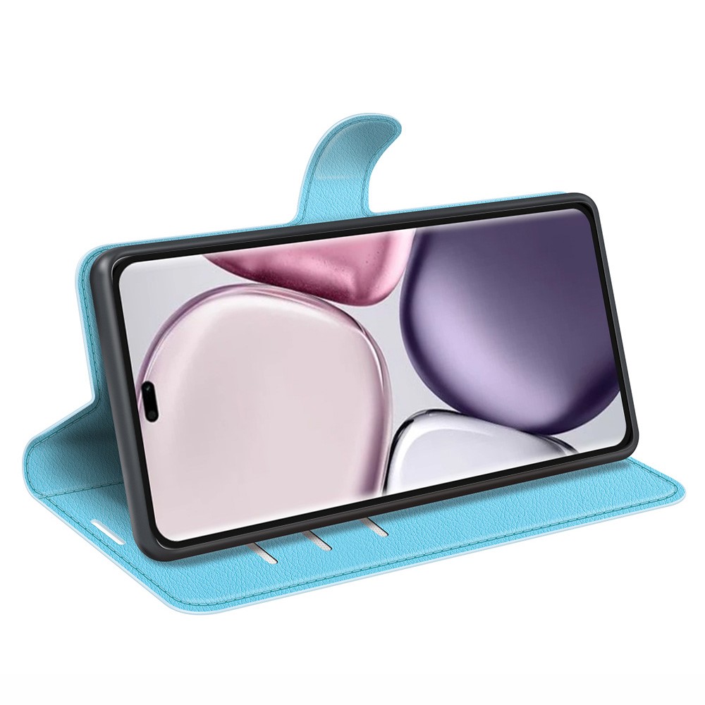  Honor Magic7 Lite Fodral Litchi Läder Blå