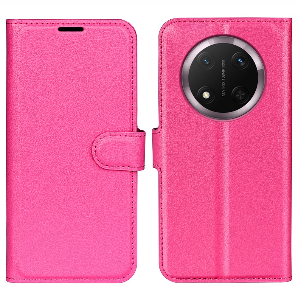  Honor Magic7 Lite Fodral Litchi Läder Rosa