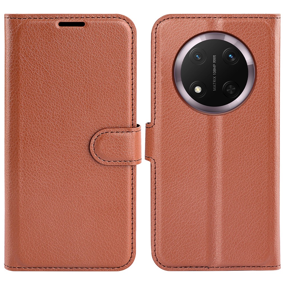  Honor Magic7 Lite Fodral Litchi Läder Brun