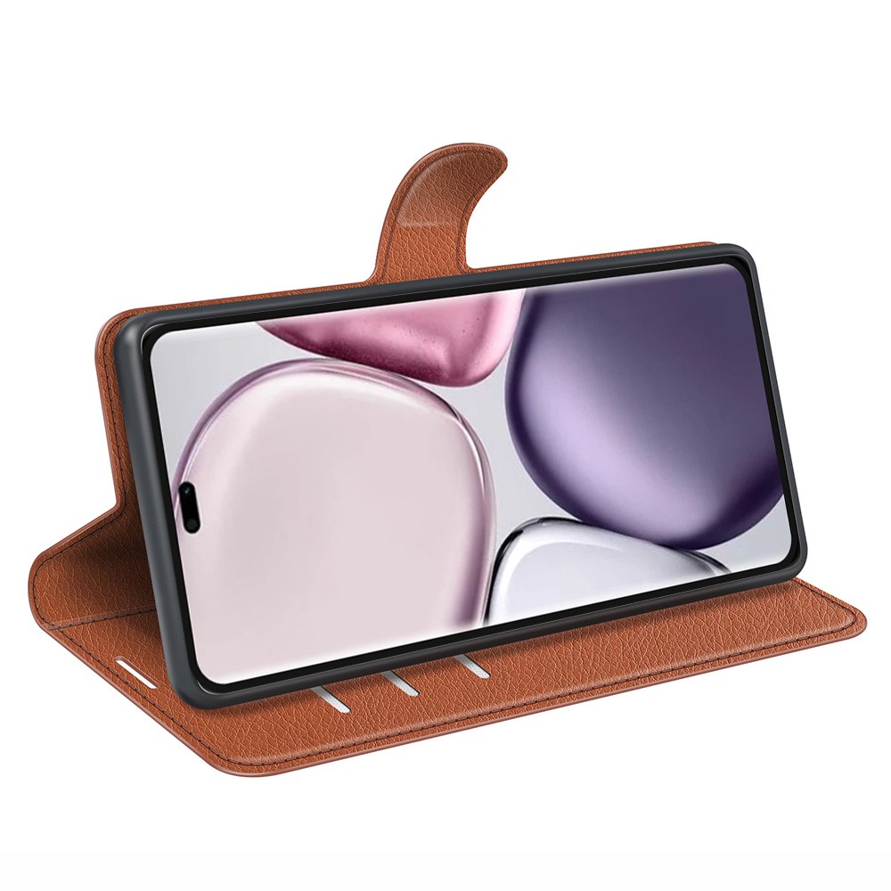  Honor Magic7 Lite Fodral Litchi Läder Brun