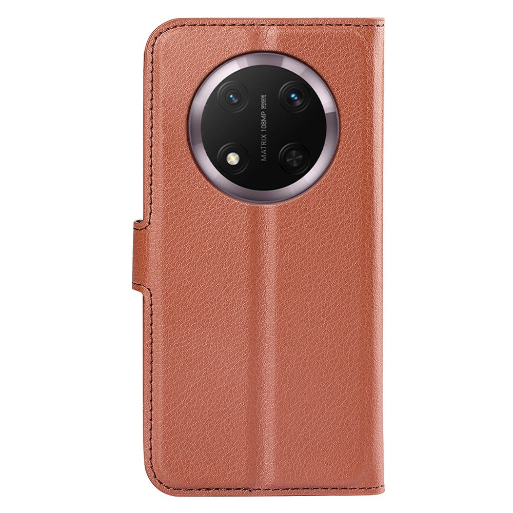  Honor Magic7 Lite Fodral Litchi Läder Brun