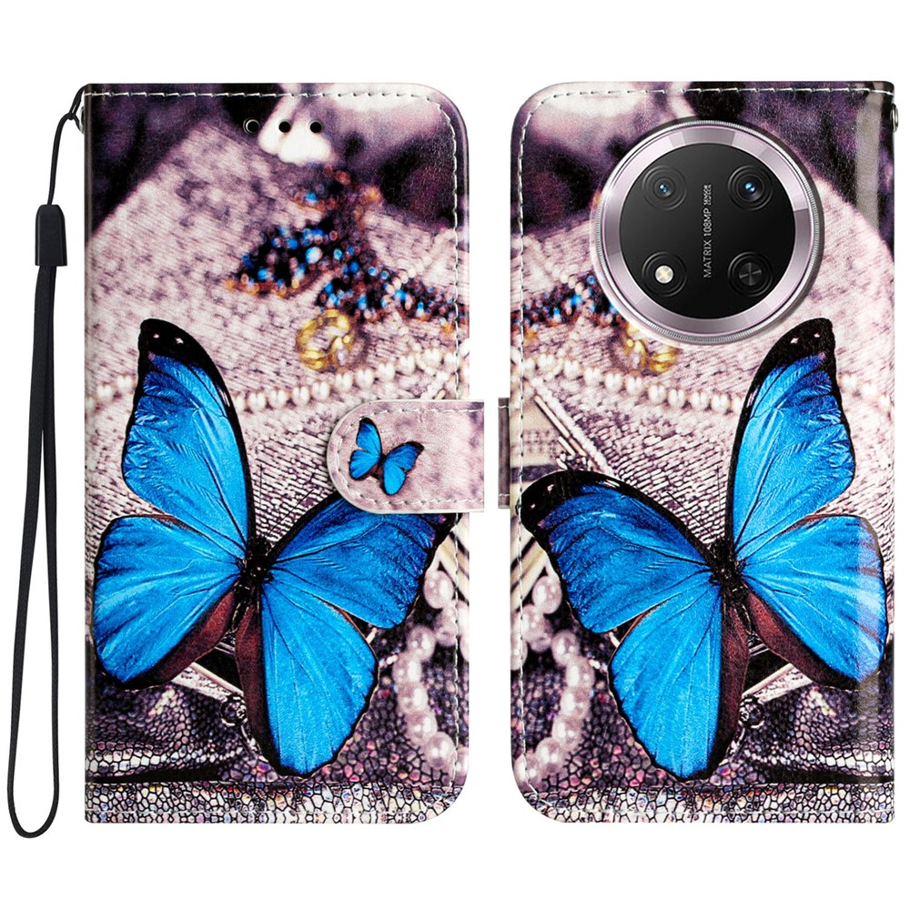  Honor Magic7 Lite Fodral Med Tryck Blå Fjäril