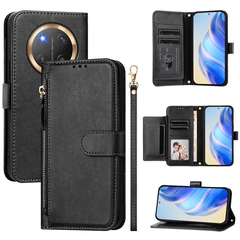  Honor Magic7 Lite Fodral Multifunktionellt Läder Svart