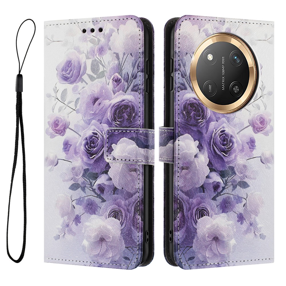  Honor Magic7 Lite Fodral Med Tryck Lila Rosor
