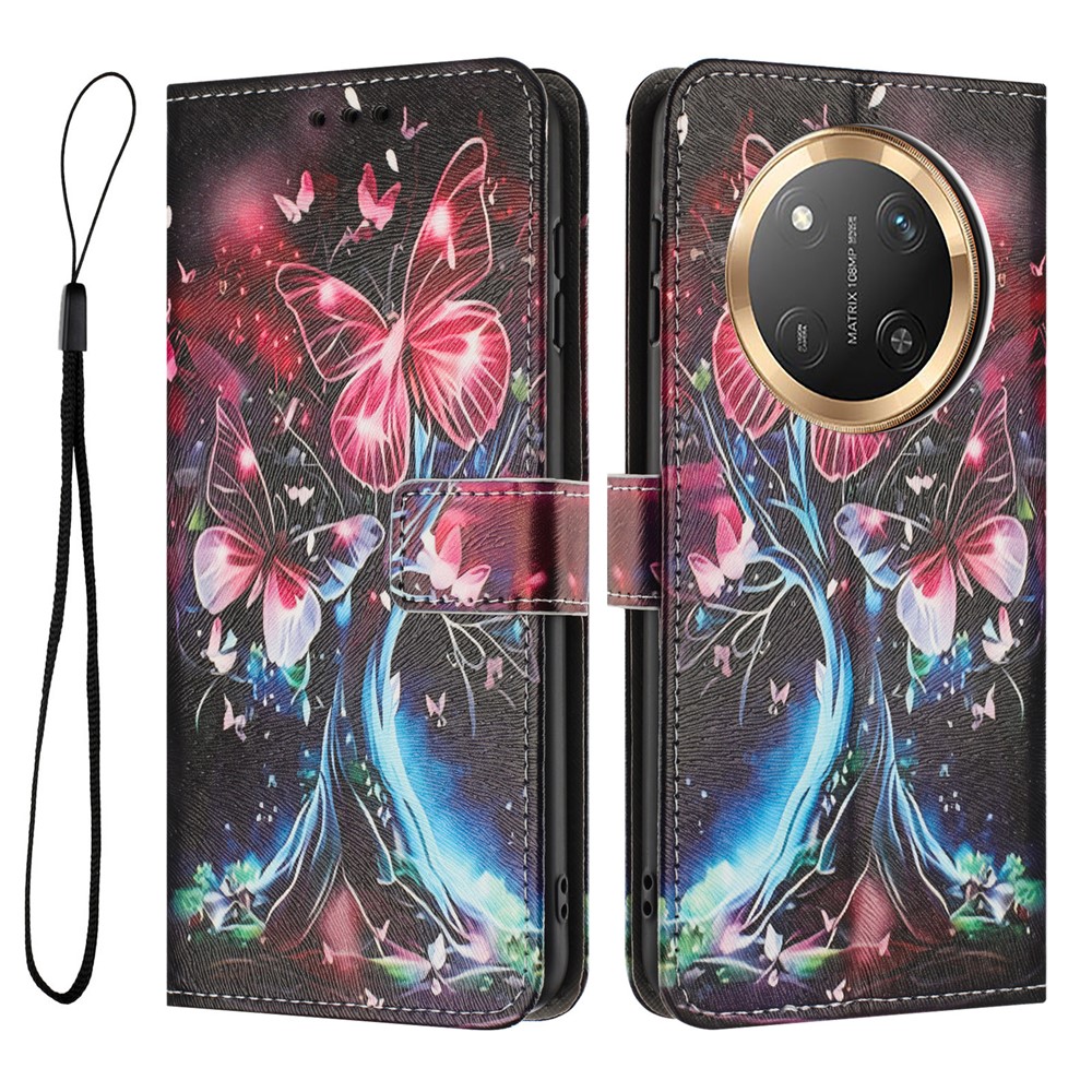  Honor Magic7 Lite Fodral Med Tryck Fjäril / Träd