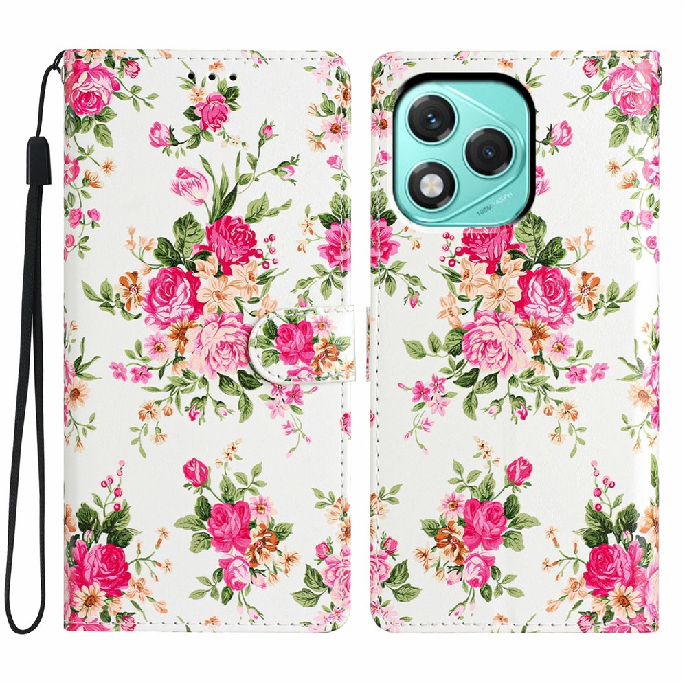  Honor 400 Lite Fodral Med Tryck Rosa Blommor