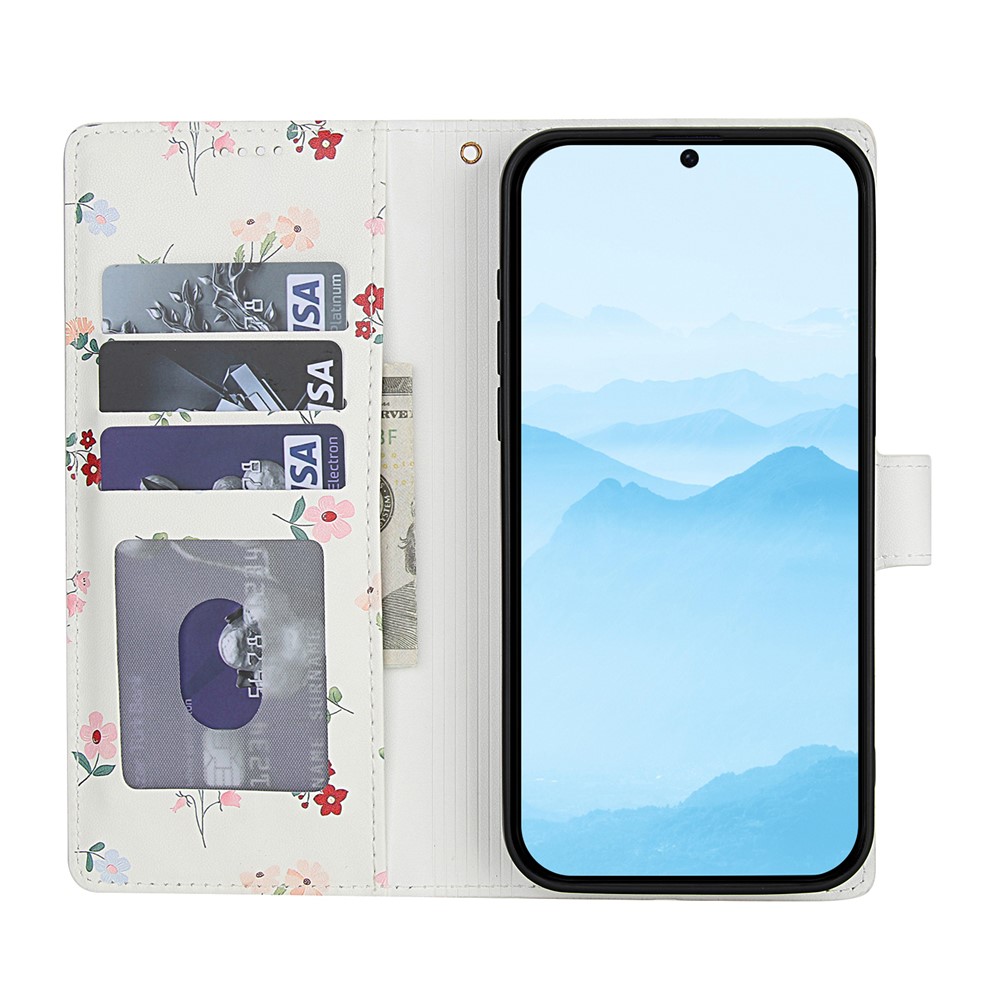  Honor 400 Lite Fodral Rhombus Läder Blommor Vit
