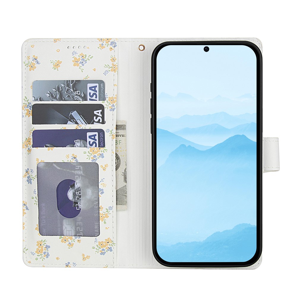  Honor 400 Lite Fodral Rhombus Läder Blommor Vit