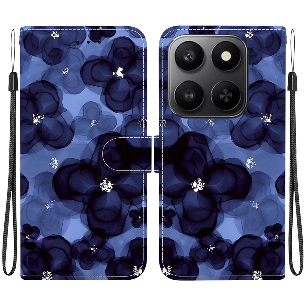  Honor 400 Smart Fodral Läder Ink Blue Flower