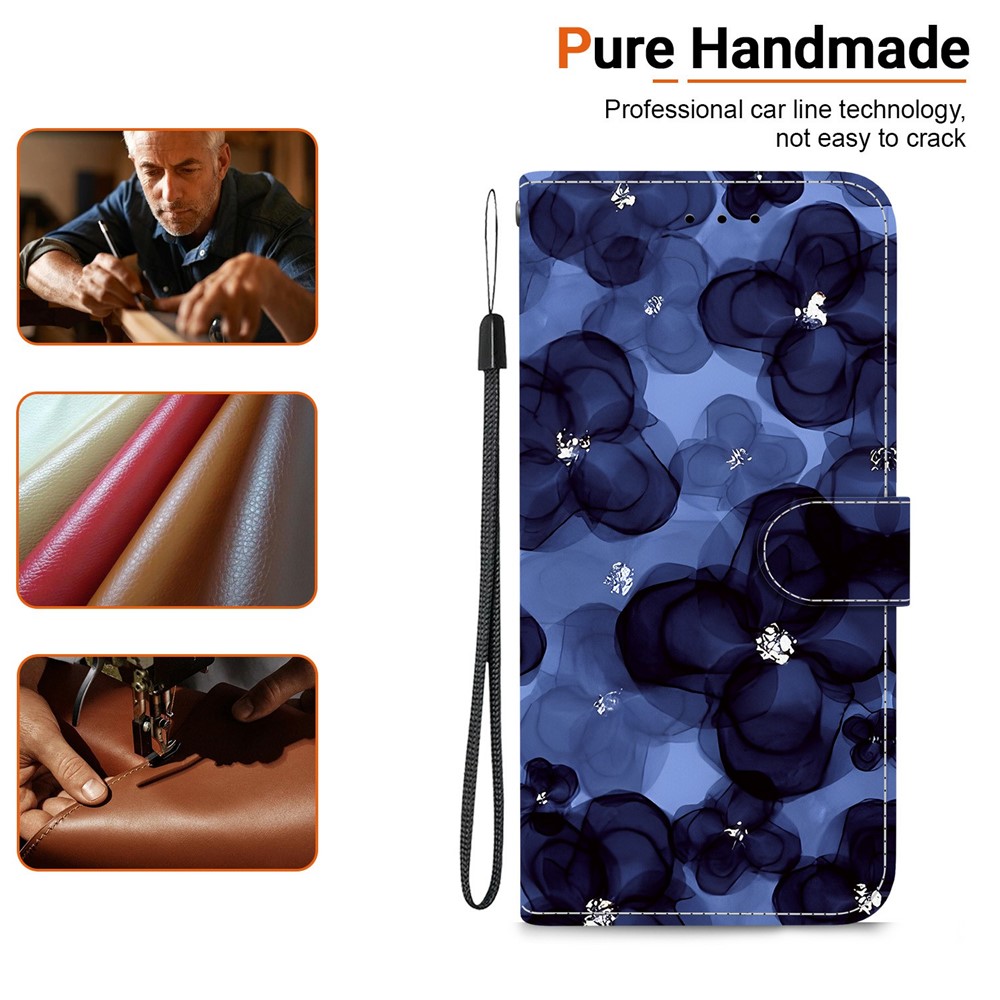  Honor 400 Smart Fodral Läder Ink Blue Flower