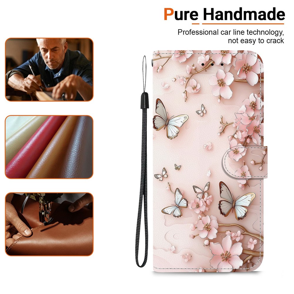  Honor 400 Smart Fodral Läder Pink Butterfly