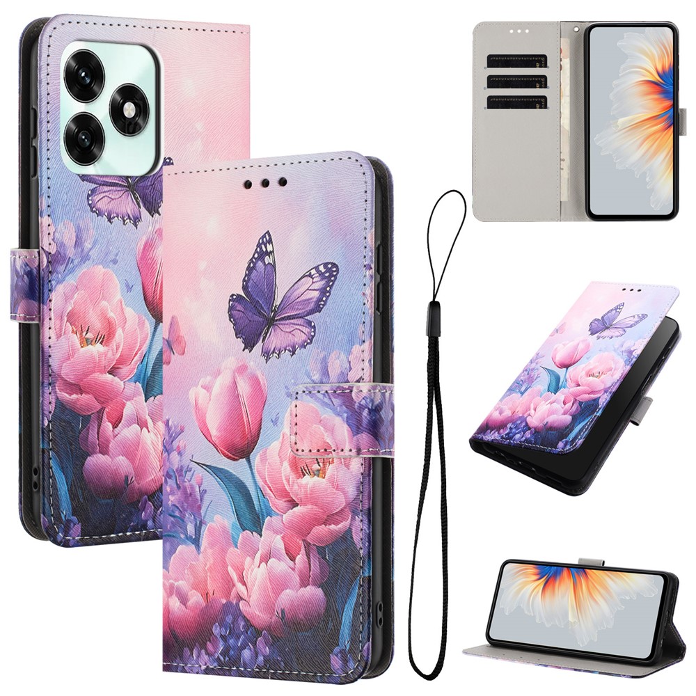  Honor X5c Plus Fodral Med Tryck Rosa Blommor